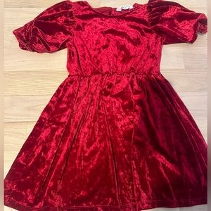 H&M Girls Red Velvet Dress - size 5-6
